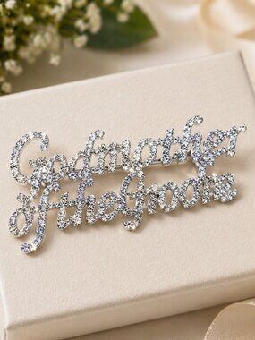 Bridal Party Brooch Pins (Godmother of the Groom (Silver)))